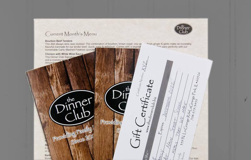 Gift Certificates at The Dinner Club
